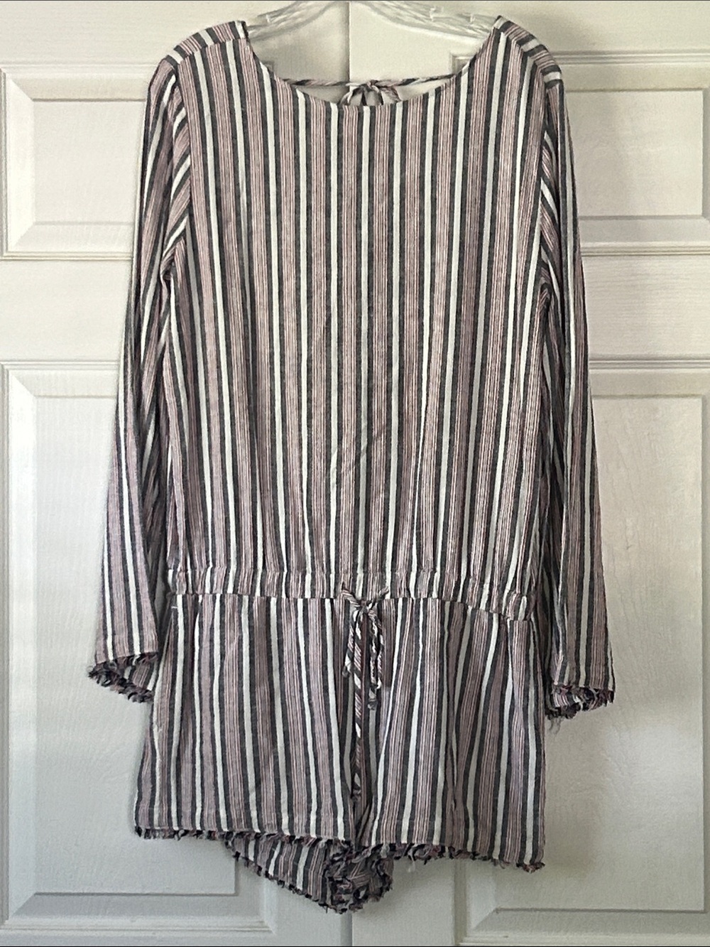 cloth & stone Striped Long Sleeve Drawstring Romper
